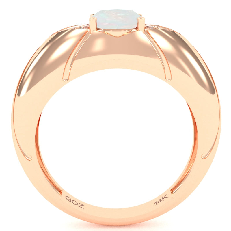 Designer Opal Diamond Cocktail Ring In Solid 14k Rose Gold