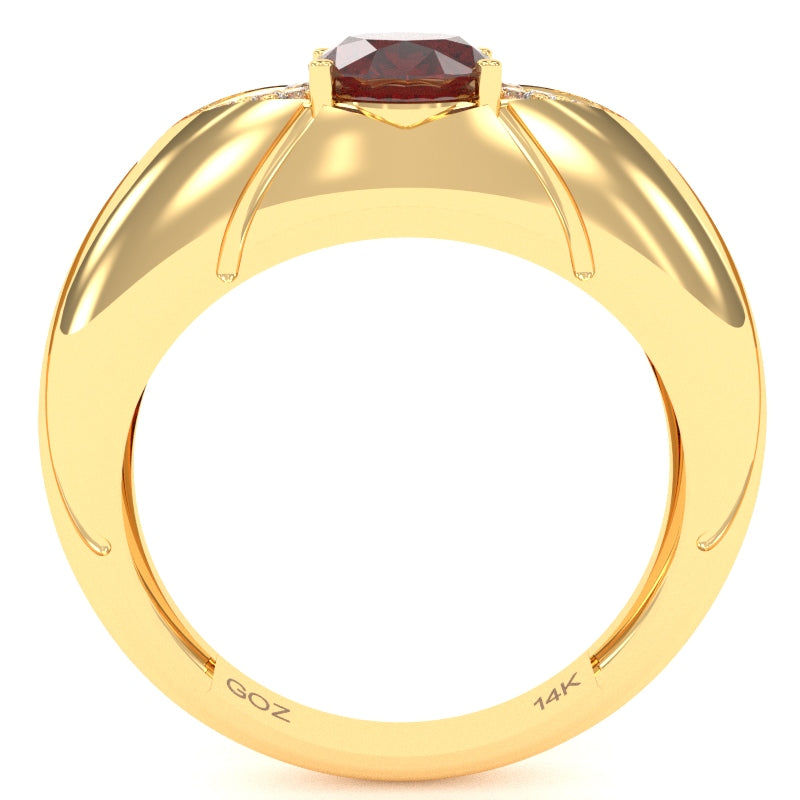 Designer Lab-Created Ruby Diamond Cocktail Ring In Solid 14k Yellow Gold