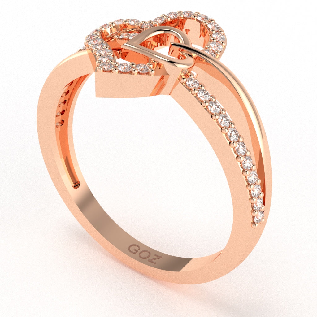 Sweethearts Heart-In-Heart Diamond Cocktail Ring In 14k Rose Gold