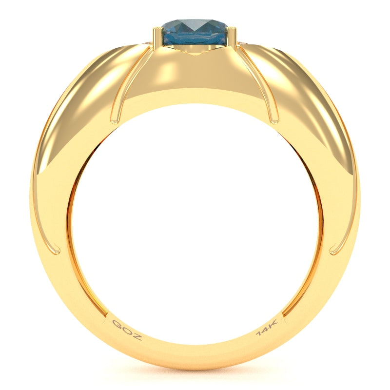 Designer Lab-Created Alexandrite Diamond Cocktail Ring In Solid 14k Yellow Gold