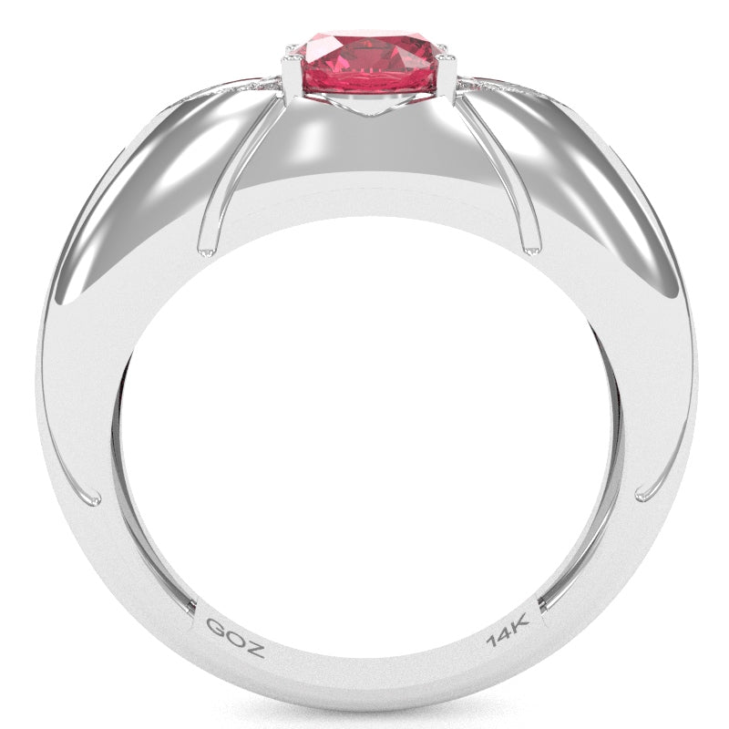 Designer Pink Tourmaline Diamond Cocktail Ring In Solid 14k White Gold