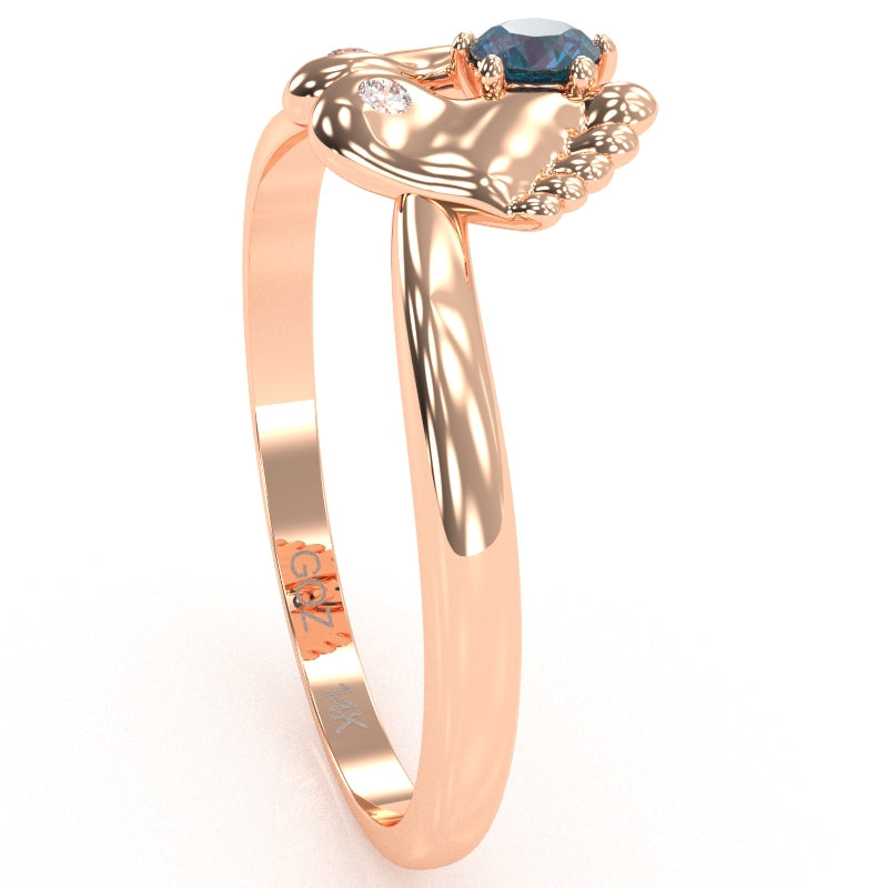 Baby Feet Lab-Created Alexandrite Diamond Ring In 14k Rose Gold