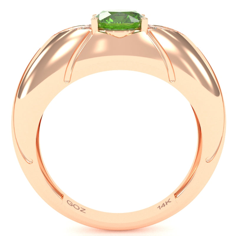 Designer Peridot Diamond Cocktail Ring In Solid 14k Rose Gold