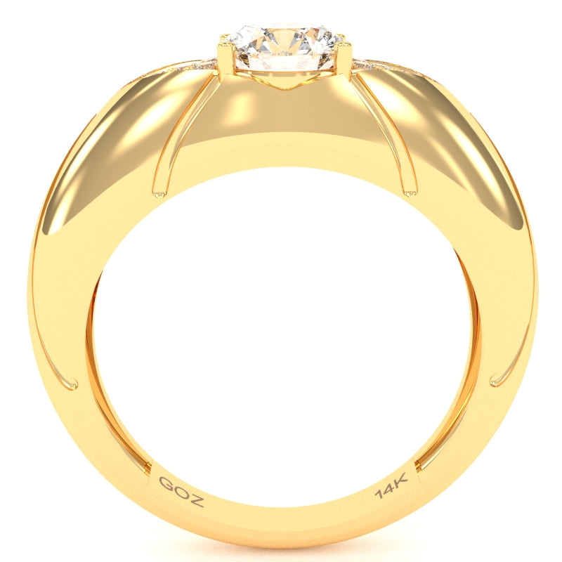 Designer White Topaz Diamond Cocktail Ring In Solid 14k Yellow Gold