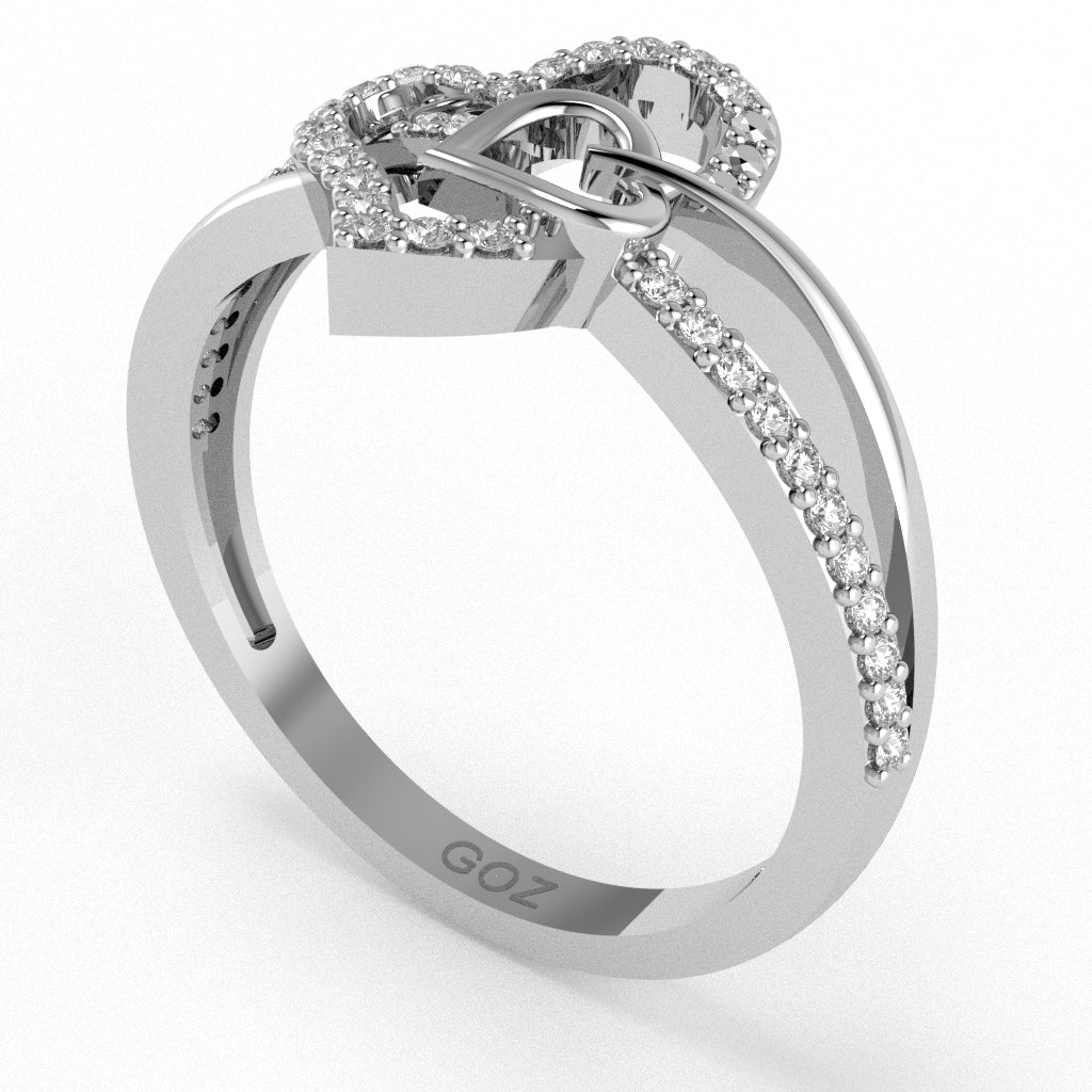 Sweethearts Heart-In-Heart Diamond Cocktail Ring In 10k White Gold