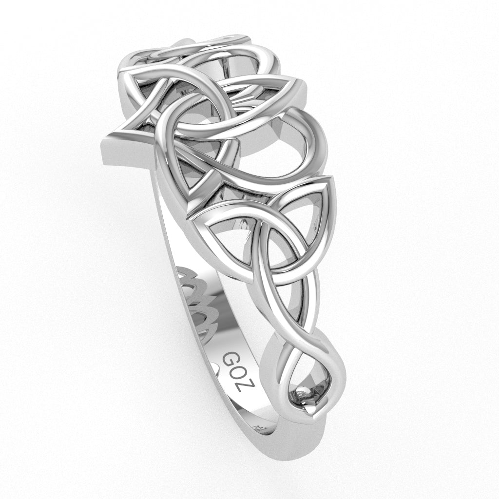 Claddagh Celtic Heart Love Ring Crafted In Solid 14k White Gold