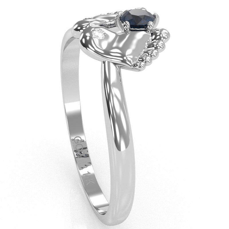 Baby Feet Lab-Created Sapphire Diamond Ring In 14k White Gold