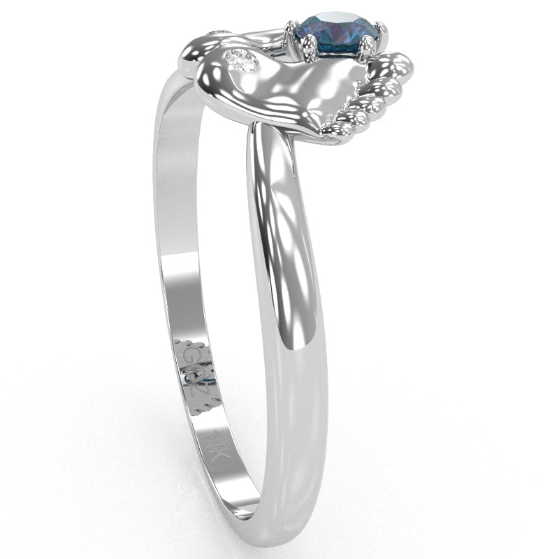 Baby Feet Lab-Created Alexandrite Diamond Ring In 14k White Gold