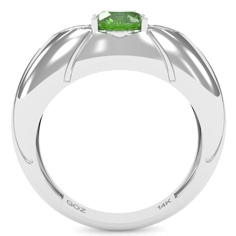 Designer Peridot Diamond Cocktail Ring In Solid 14k White Gold