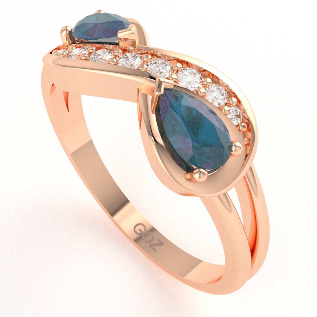 Lab-Created Alexandrite Diamond Infinity Love Ring In 14k Rose Gold