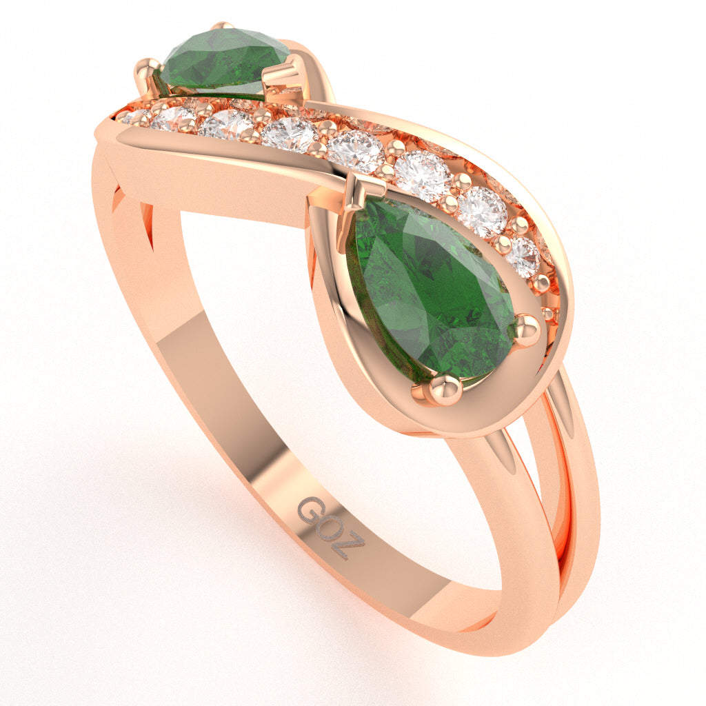 Lab-Created Emerald Diamond Infinity Love Ring In 14k Rose Gold