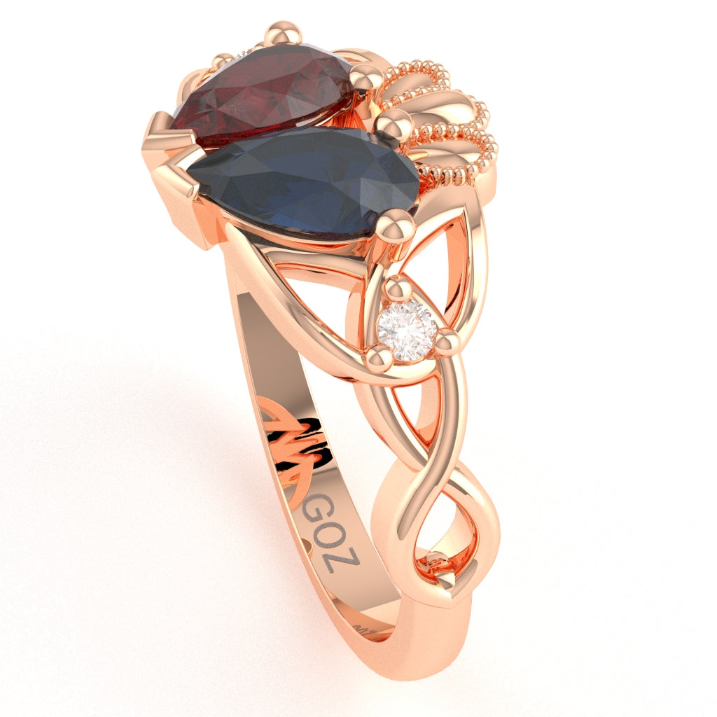 Customizable Gemstone Diamond Celtic Knot Heart Claddagh Ring In 14k Rose Gold