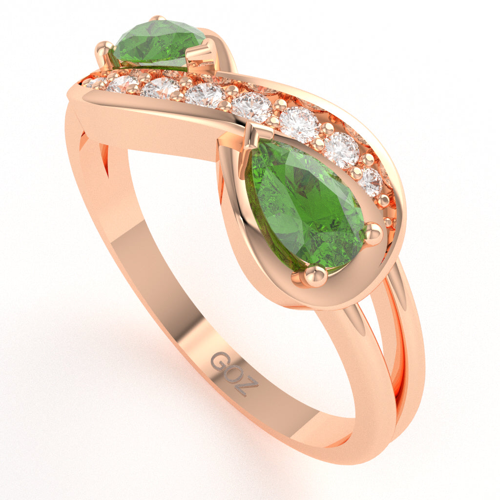 Peridot Diamond Infinity Love Ring In 10k Rose Gold