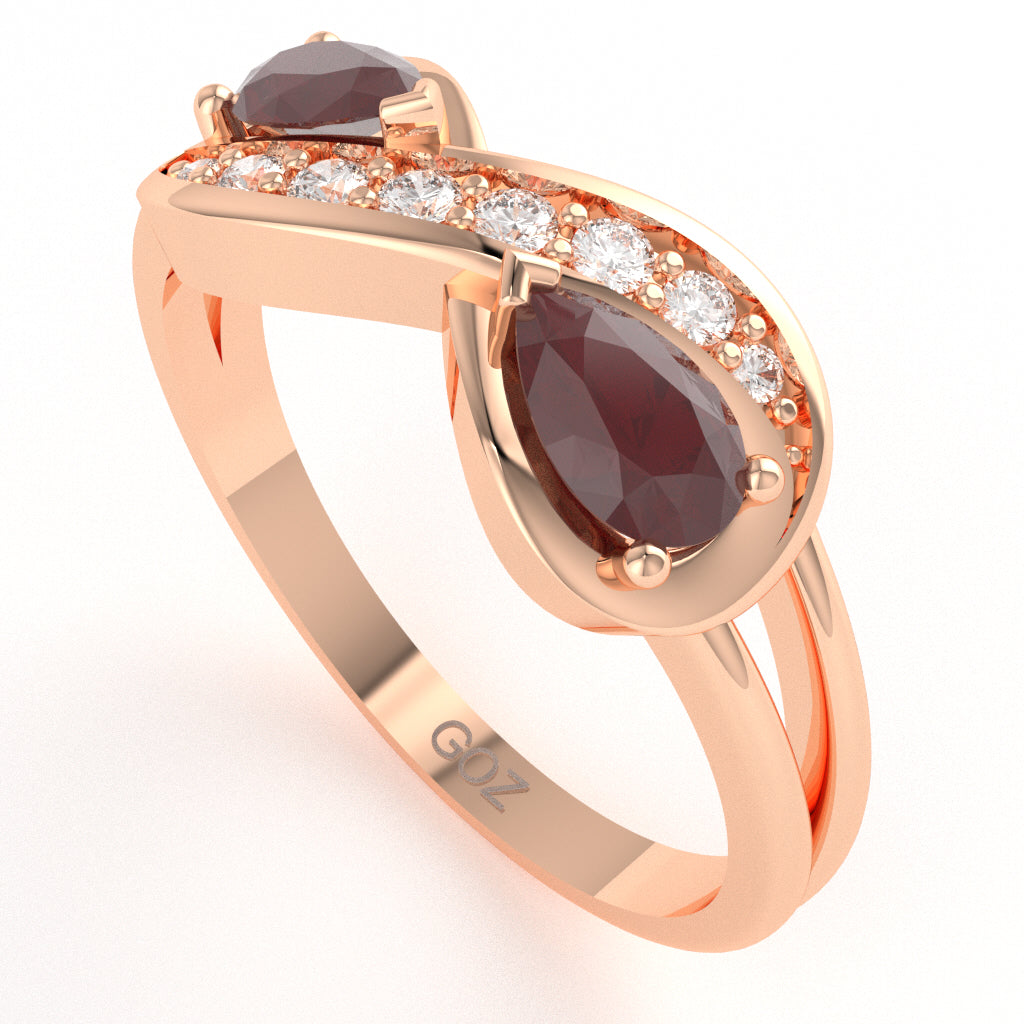 Ruby Diamond Infinity Love Ring In 14k Rose Gold
