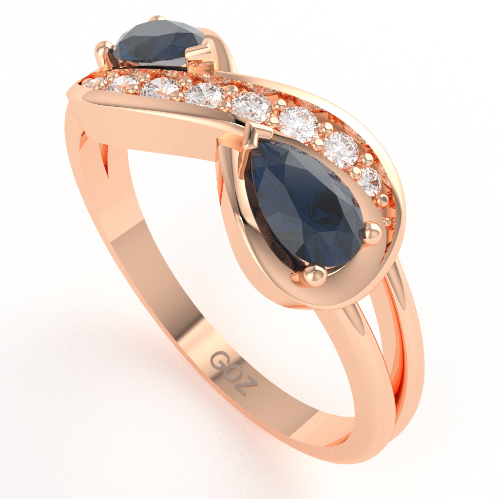 Sapphire Diamond Infinity Love Ring In 14k Rose Gold
