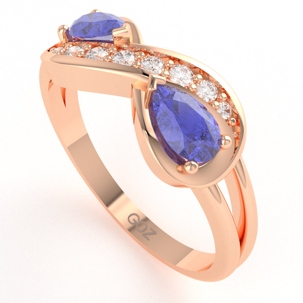 Tanzanite Diamond Infinity Love Ring In 10k Rose Gold