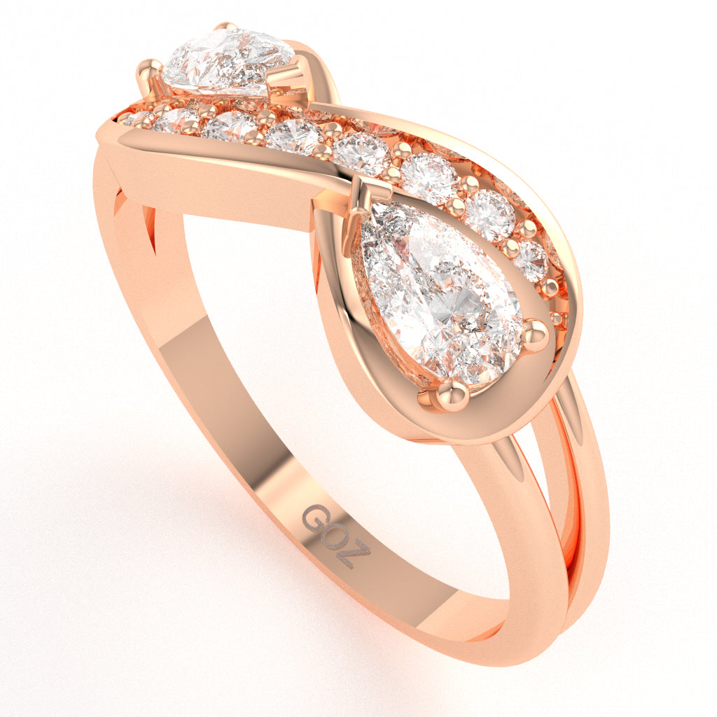 White Topaz Diamond Infinity Love Ring In 14k Rose Gold
