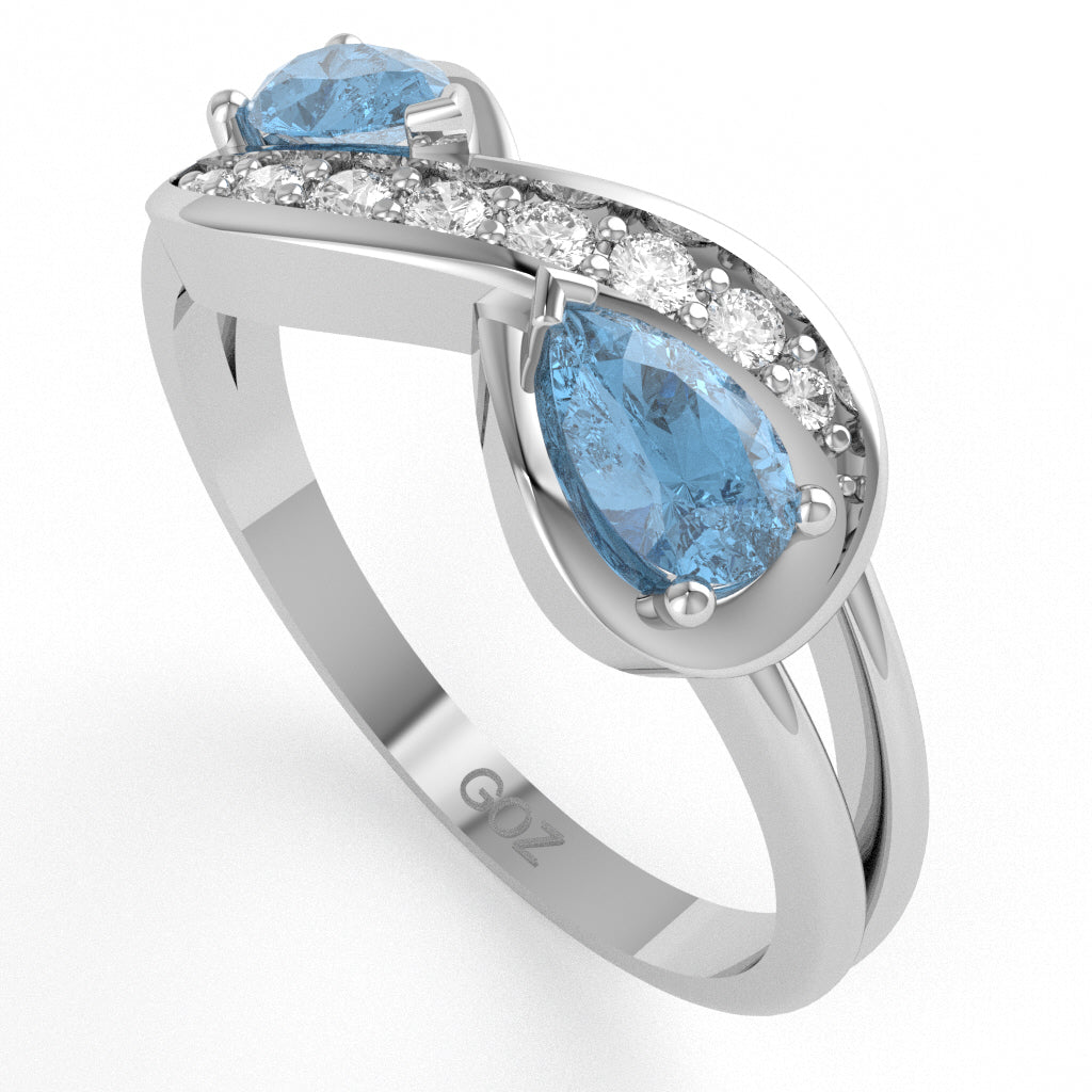 Blue Topaz Diamond Infinity Love Ring In 10k White Gold
