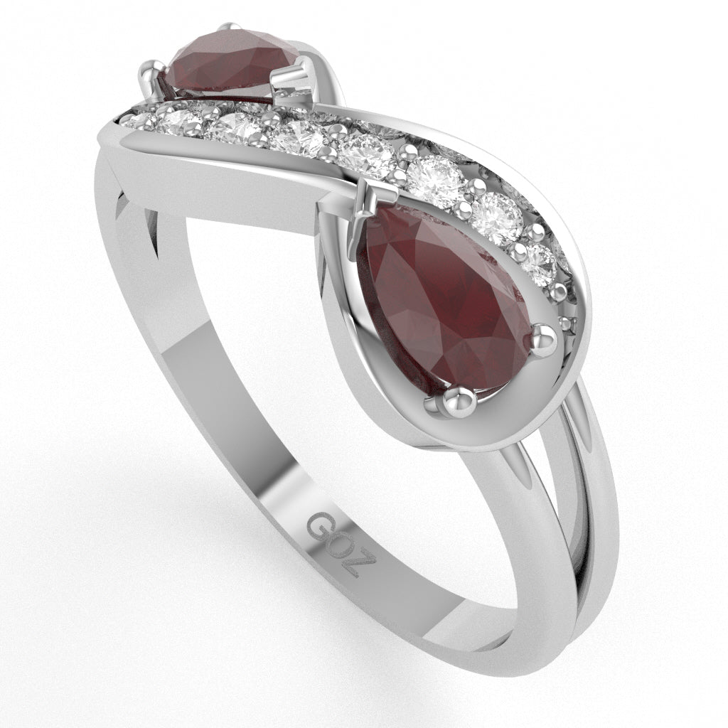Ruby Diamond Infinity Love Ring In 14k White Gold