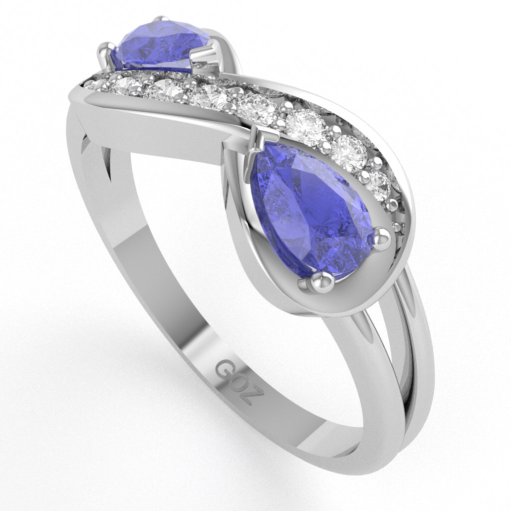 Tanzanite Diamond Infinity Love Ring In 10k White Gold