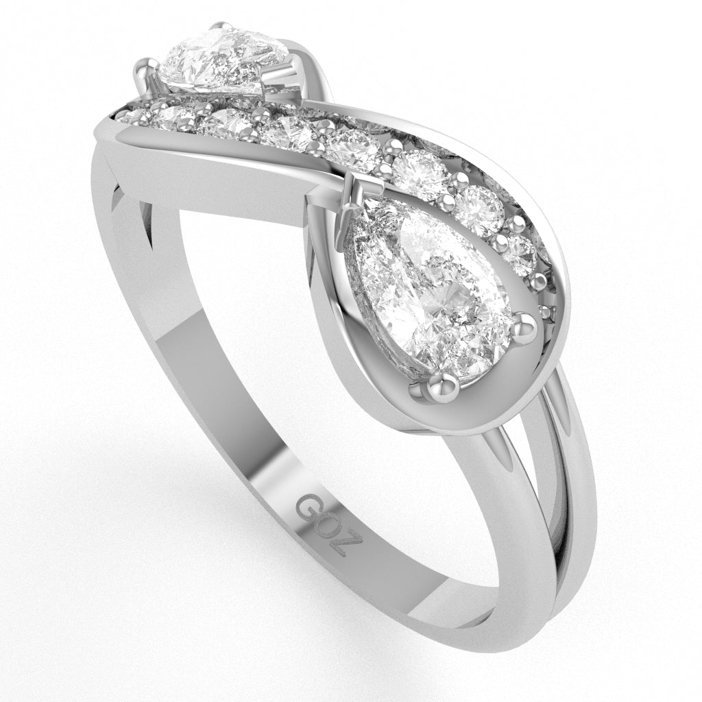 White Topaz Diamond Infinity Love Ring In 14k White Gold