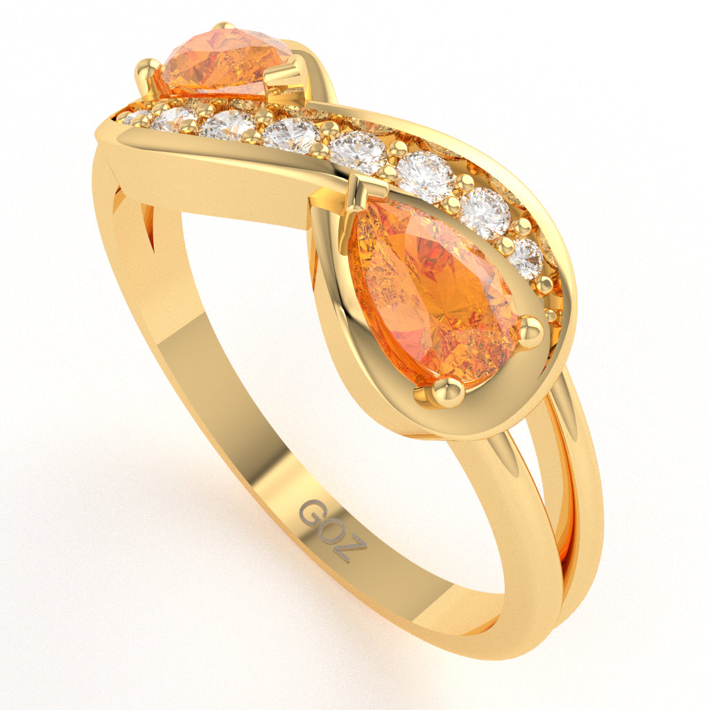 Citrine Diamond Infinity Love Ring In 14k Yellow Gold