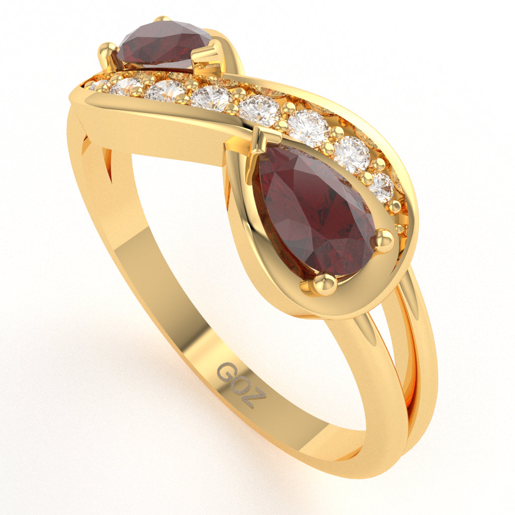 Lab-Created Ruby Diamond Infinity Love Ring In 10k Yellow Gold