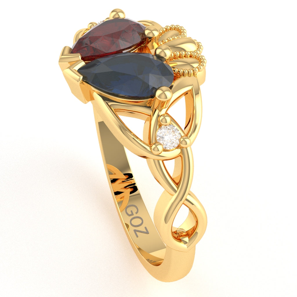 Customizable Gemstone Diamond Celtic Knot Heart Claddagh Ring In 10k Yellow Gold
