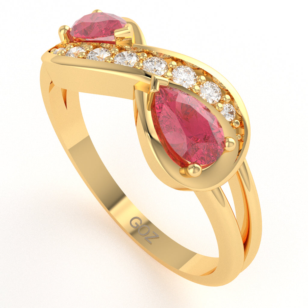 Pink Tourmaline Diamond Infinity Love Ring In 10k Yellow Gold
