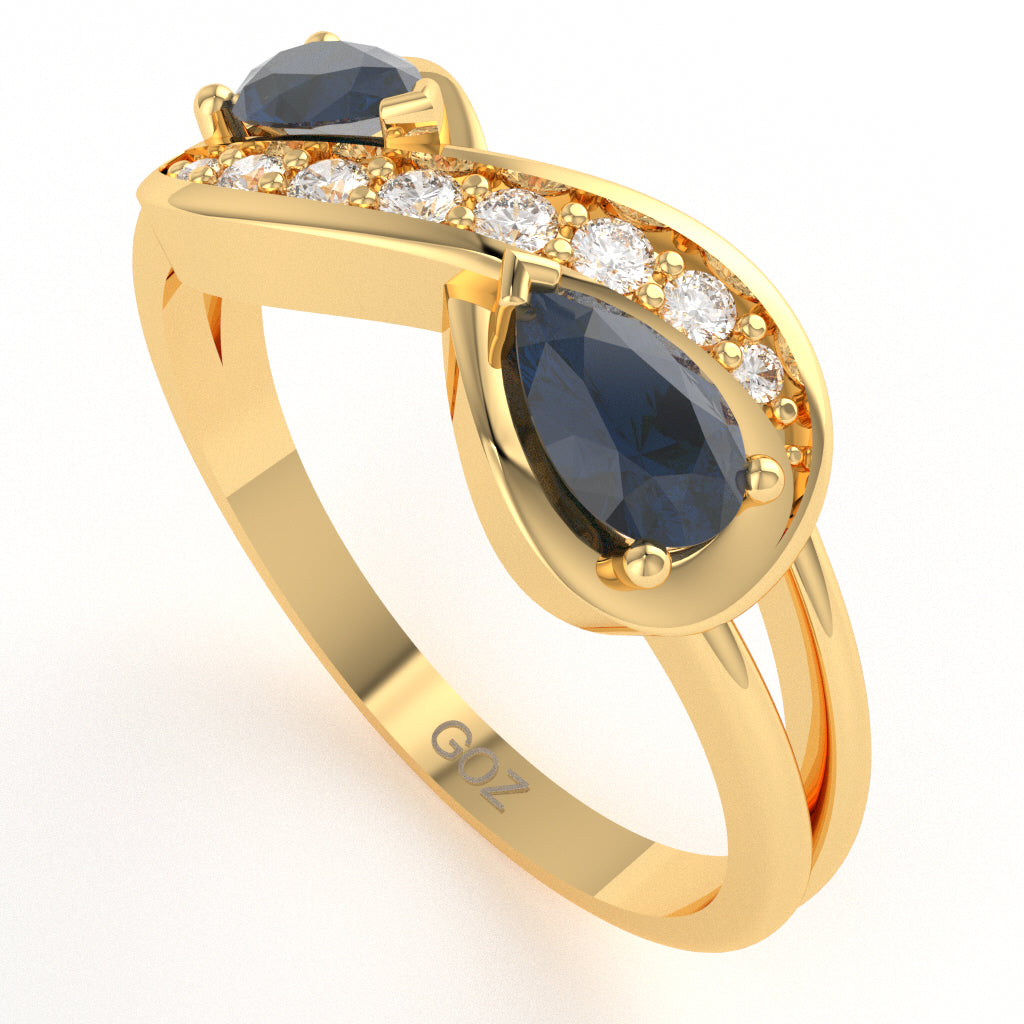 Lab-Created Sapphire Diamond Infinity Love Ring In 10k Yellow Gold
