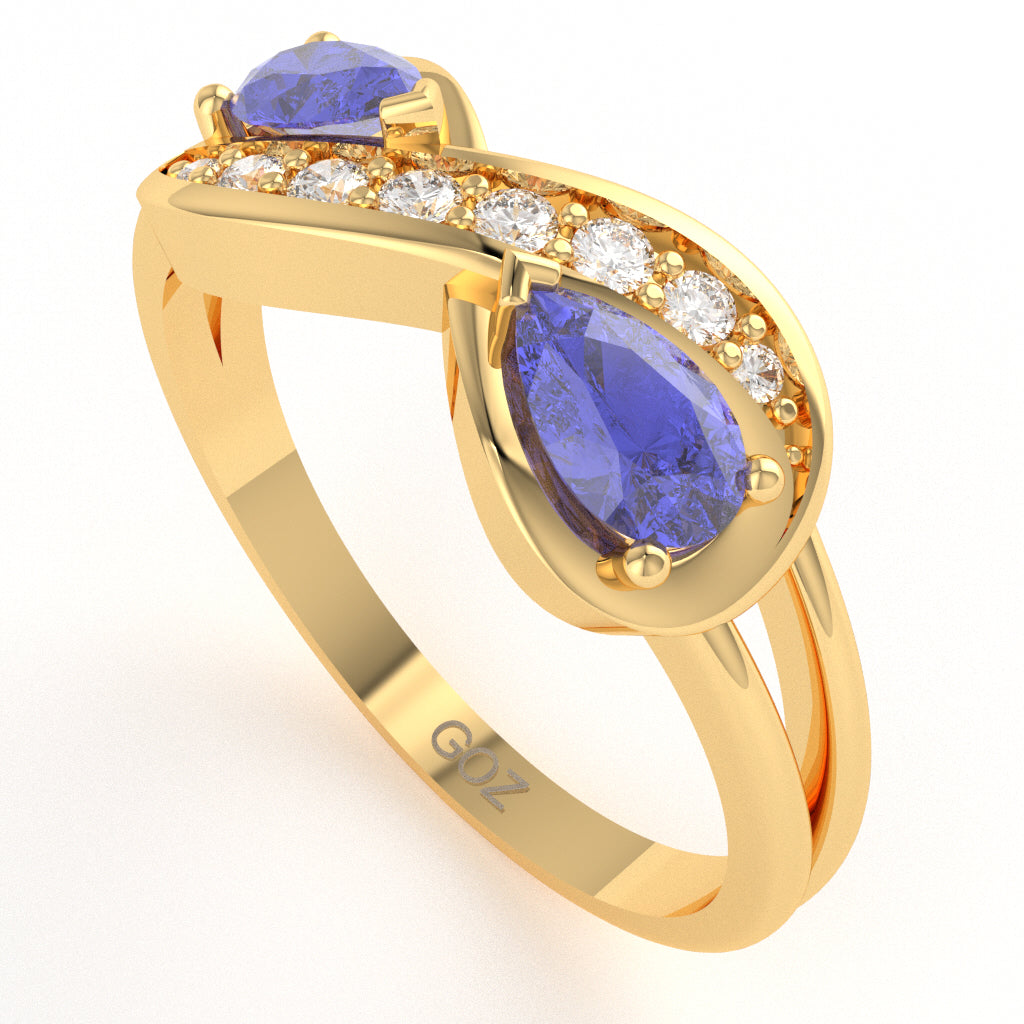 Tanzanite Diamond Infinity Love Ring In 10k Yellow Gold