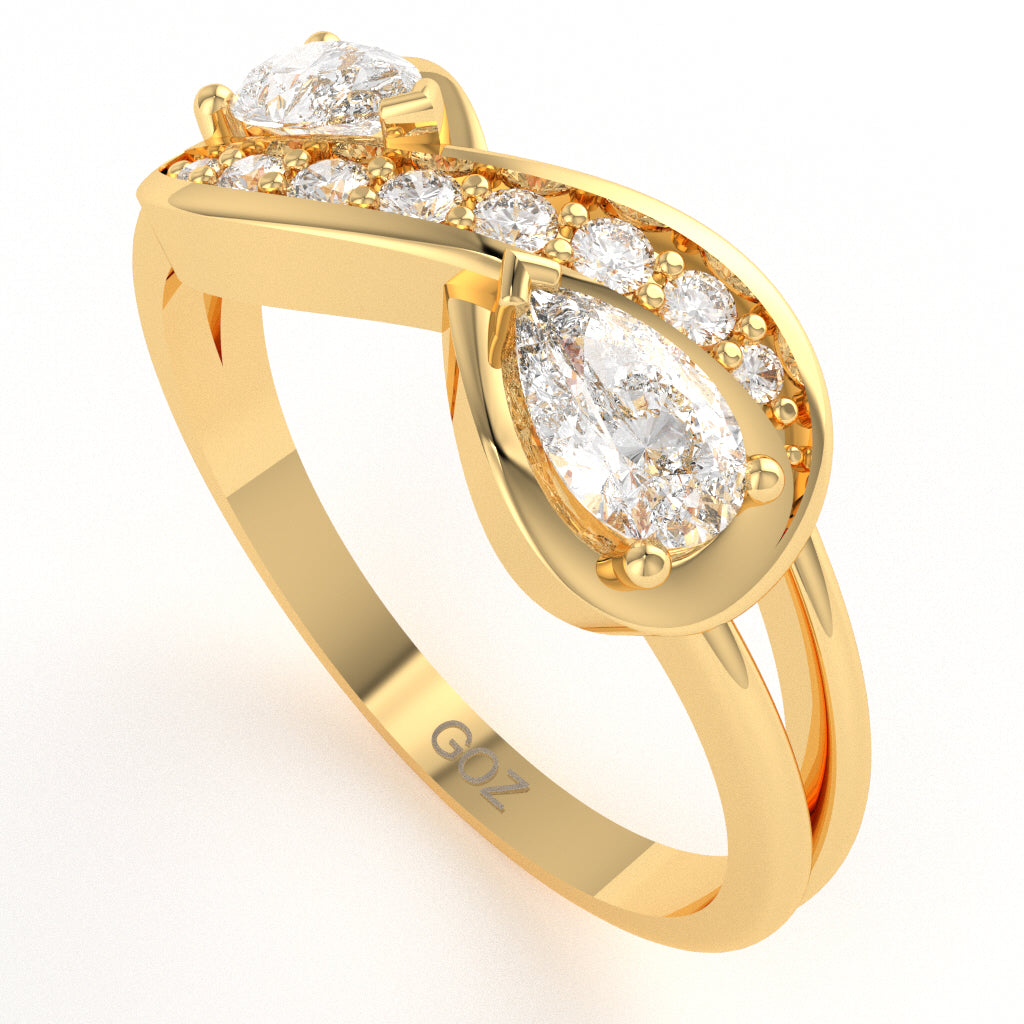 White Topaz Diamond Infinity Love Ring In 10k Yellow Gold