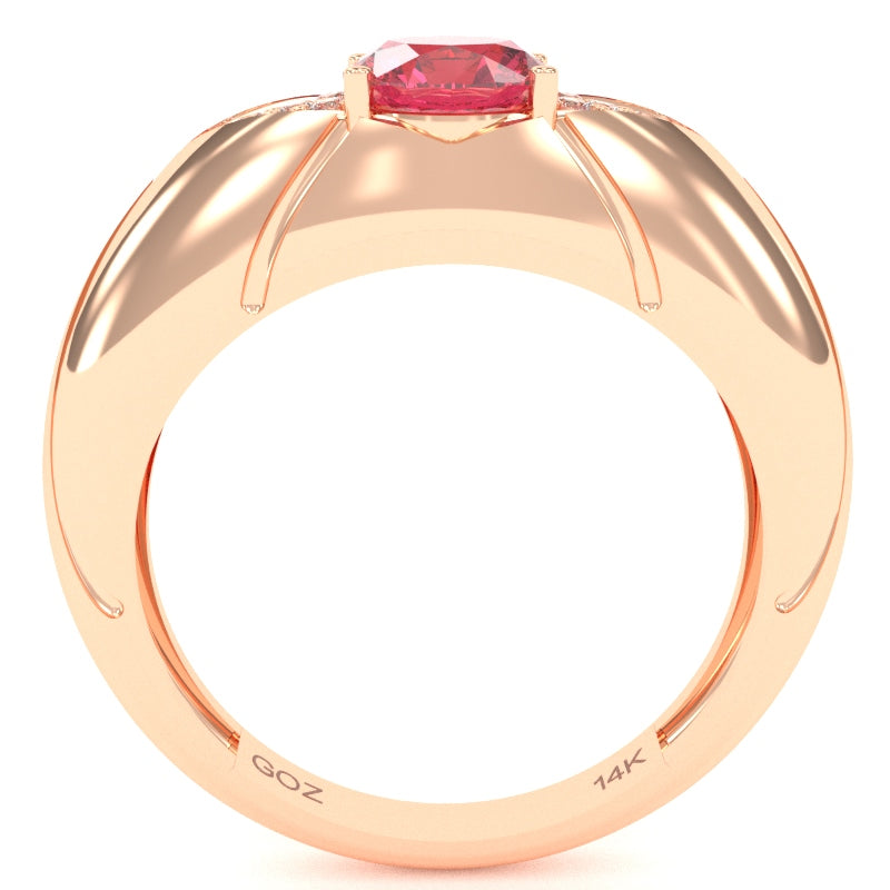 Designer Pink Tourmaline Diamond Cocktail Ring In Solid 14k Rose Gold