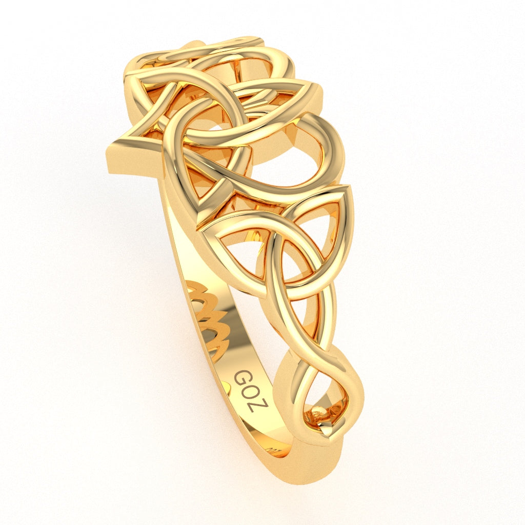 Claddagh Celtic Heart Love Ring Crafted In Solid 14k Yellow Gold