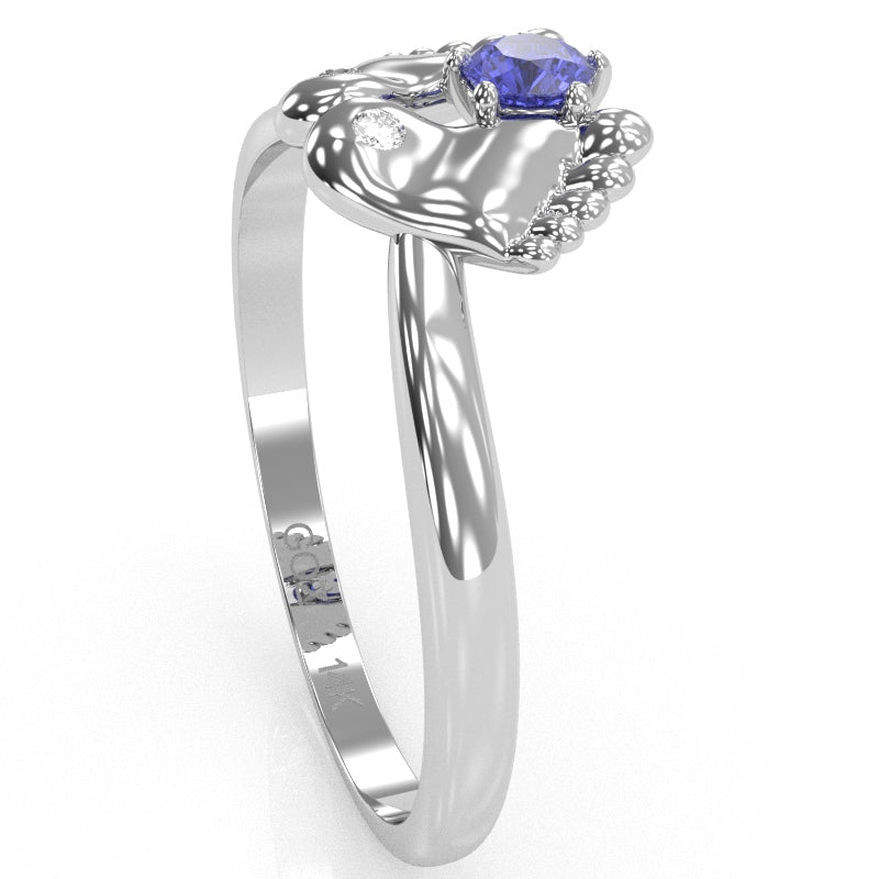 Baby Feet Tanzanite Diamond Ring In 14k White Gold