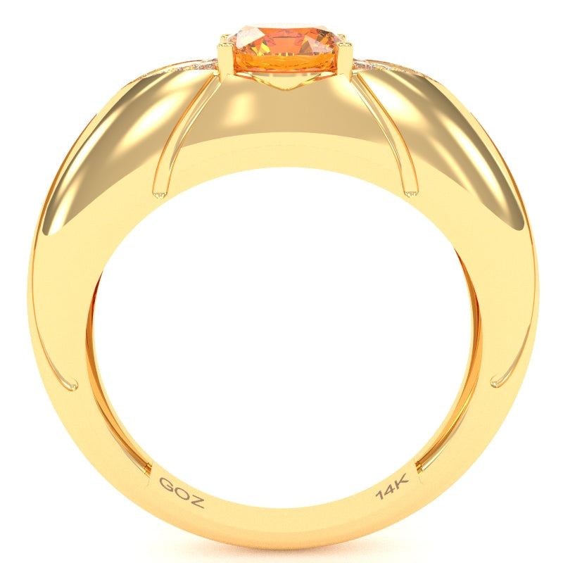 Designer Citrine Diamond Cocktail Ring In Solid 14k Yellow Gold
