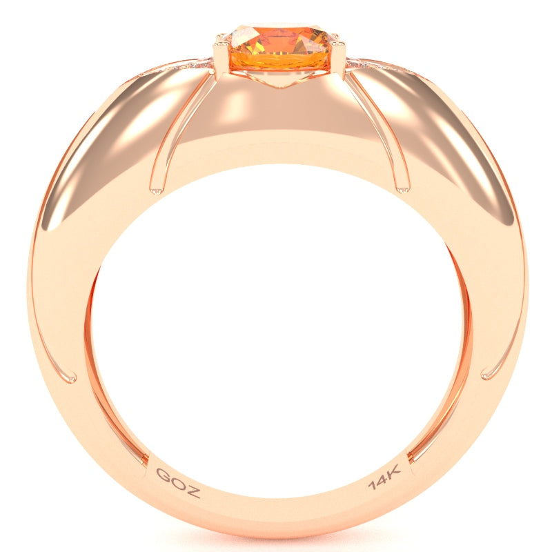 Designer Citrine Diamond Cocktail Ring In Solid 14k Rose Gold