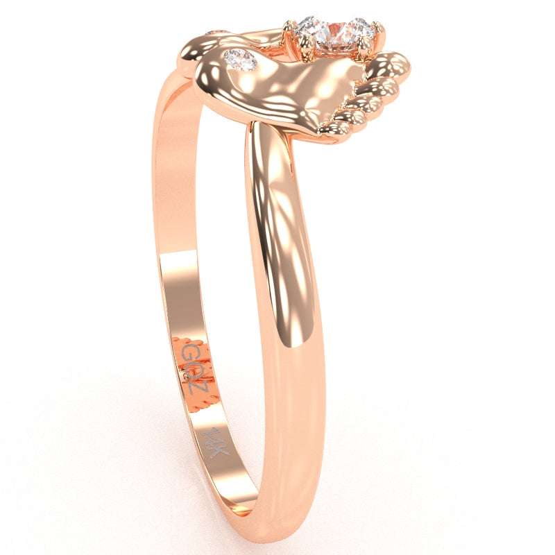 Baby Feet White Topaz Diamond Ring In 14k Rose Gold
