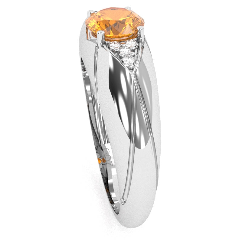 Designer Citrine Diamond Cocktail Ring In Solid 14k White Gold