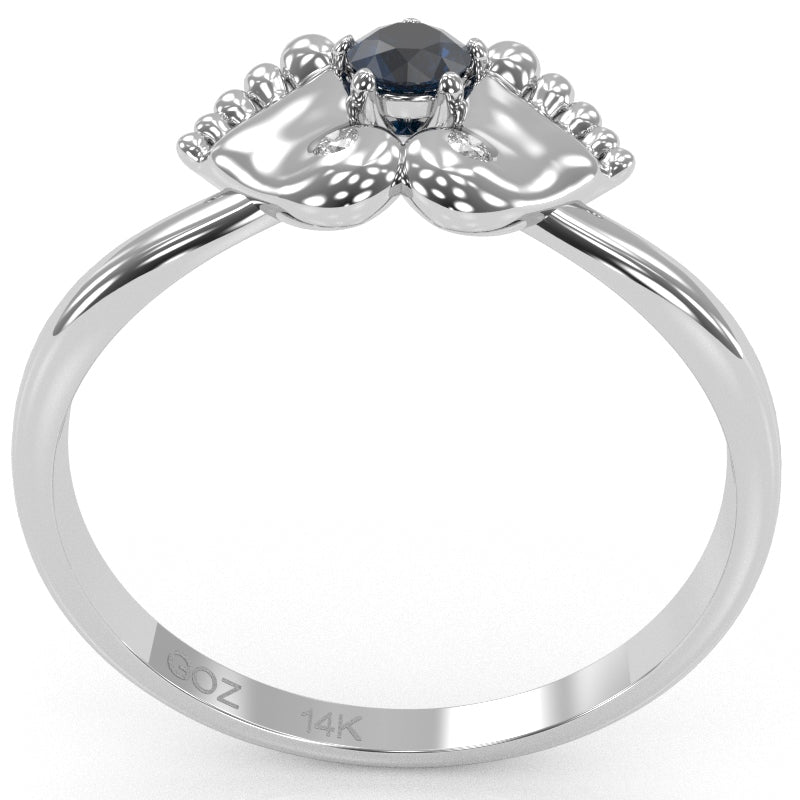Baby Feet Sapphire Diamond Ring In 14k White Gold