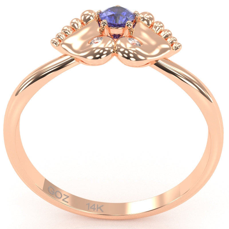 Baby Feet Tanzanite Diamond Ring In 14k Rose Gold