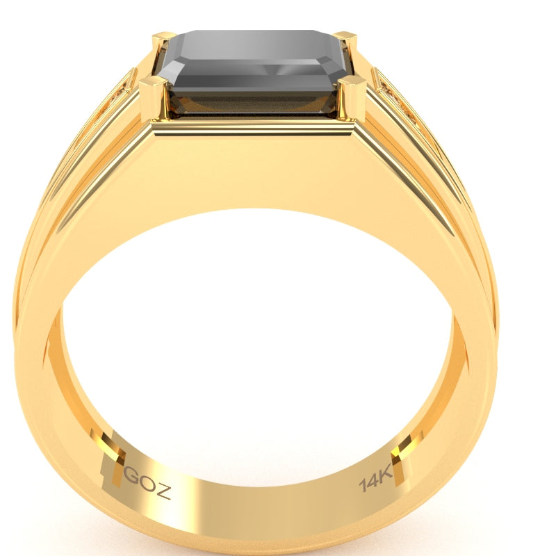Men's Black Onyx Diamond Channel Ring In Solid 10k Yellow Gold