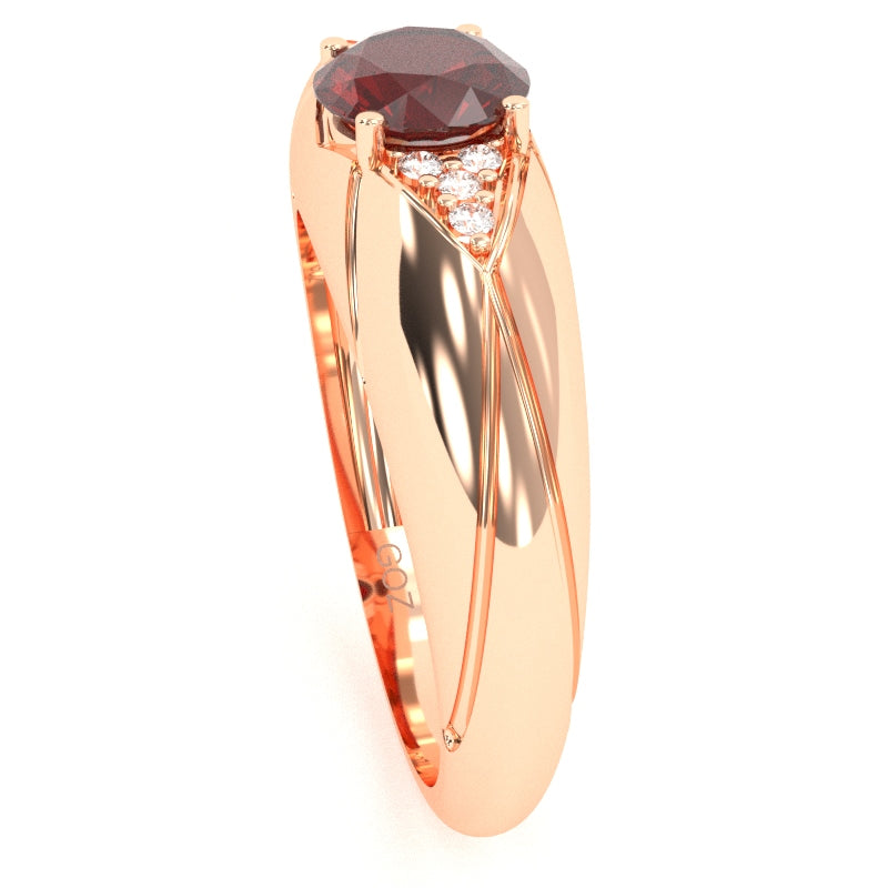 Designer Lab-Created Ruby Diamond Cocktail Ring In Solid 14k Rose Gold