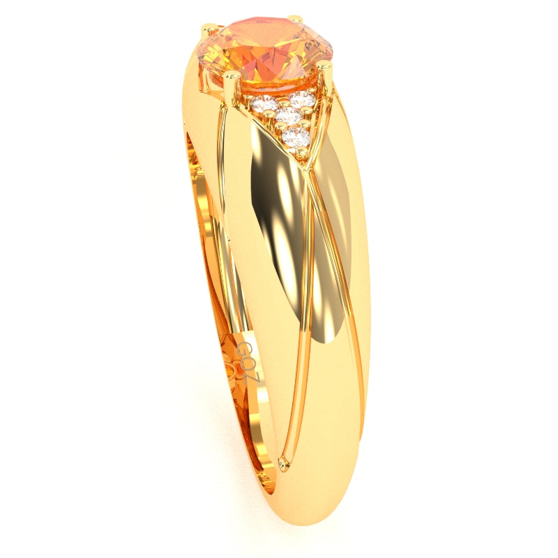 Designer Citrine Diamond Cocktail Ring In Solid 14k Yellow Gold