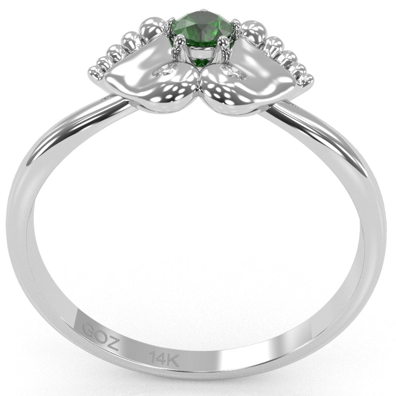 Baby Feet Lab-Created Emerald Diamond Ring In 14k White Gold
