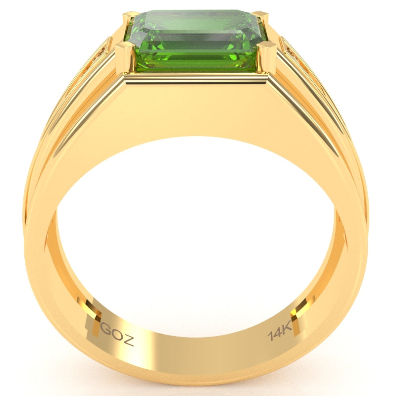 Men's Peridot Diamond Channel Ring In Solid 10k Yellow Gold