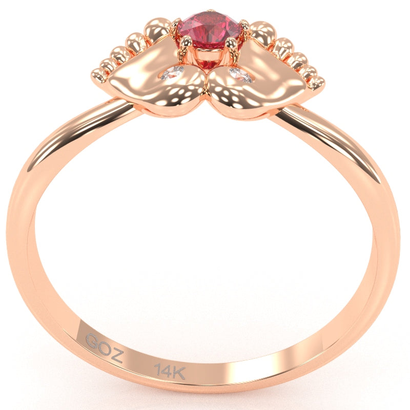 Baby Feet Pink Tourmaline Diamond Ring In 14k Rose Gold
