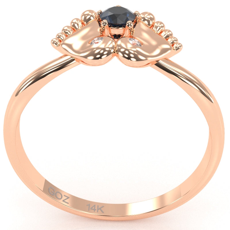 Baby Feet Sapphire Diamond Ring In 14k Rose Gold