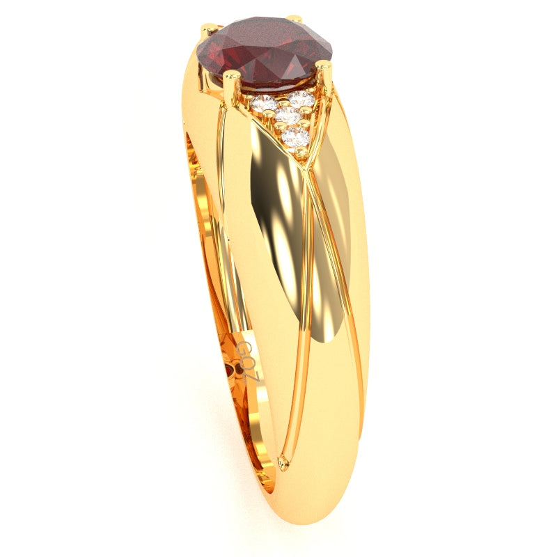 Designer Lab-Created Ruby Diamond Cocktail Ring In Solid 14k Yellow Gold