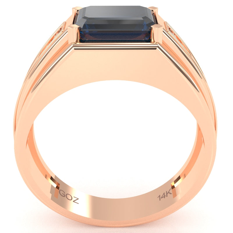 Men's Lab-Created Sapphire Diamond Channel Ring In Solid 10k Rose Gold
